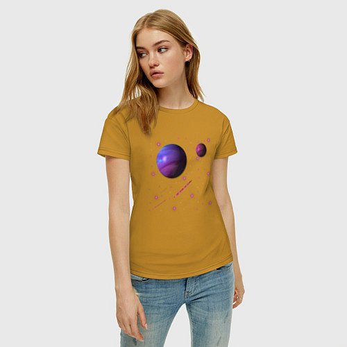 Женская футболка Космос Планеты / Горчичный – фото 3