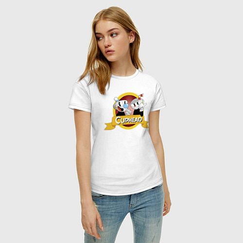 Женская футболка CUPHEAD КАПХЕД / Белый – фото 3
