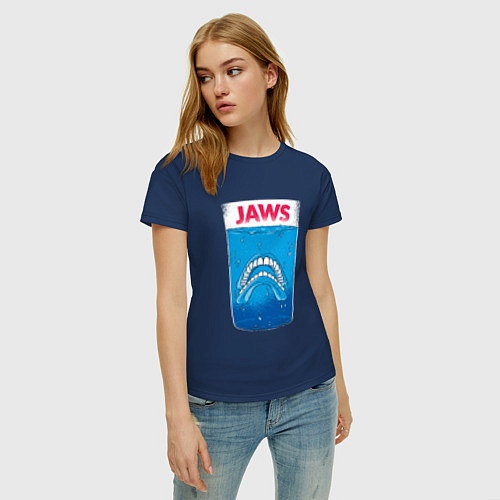 Женская футболка Jaws Челюсти - Прикол / Тёмно-синий – фото 3
