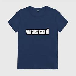 Футболка хлопковая женская WASTED, цвет: тёмно-синий