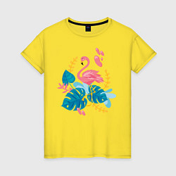 Футболка хлопковая женская Фламинго, цвет: желтый