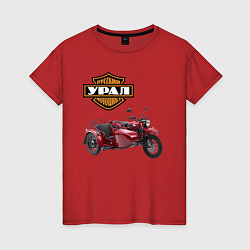 Футболка хлопковая женская Motorcycle Ural, цвет: красный
