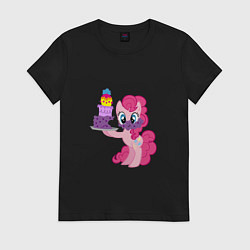 Футболка хлопковая женская My Little Pony Pinkie Pie, цвет: черный