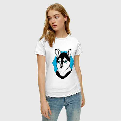 Женская футболка Помски - смесь хаски и шпица / Белый – фото 3