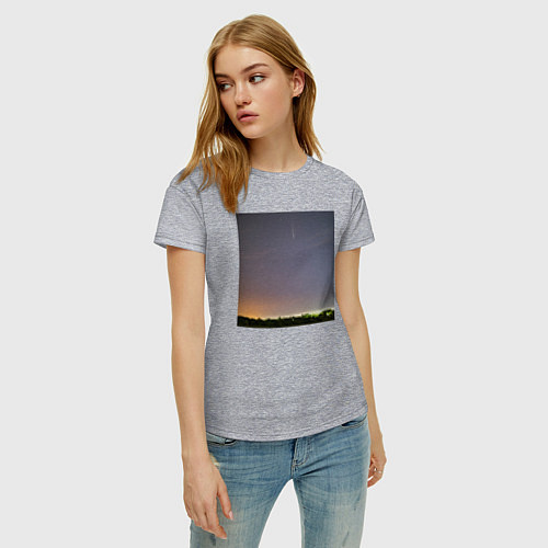 Женская футболка Комета на фоне ночного неба / Меланж – фото 3