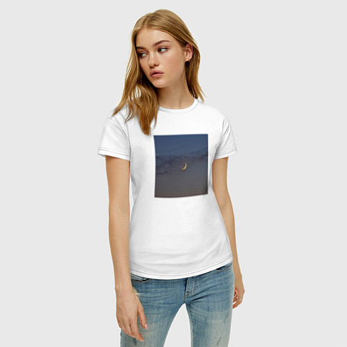 Женская футболка Луна на фоне ночного неба / Белый – фото 3