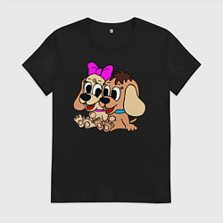 Футболка хлопковая женская Собаки, цвет: черный