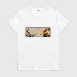 Футболка хлопковая женская Шрек: Сотворение ослика, цвет: белый