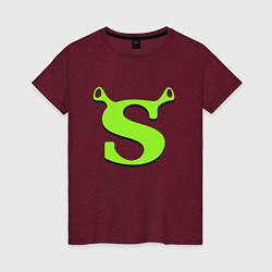 Футболка хлопковая женская Shrek: Logo S, цвет: меланж-бордовый