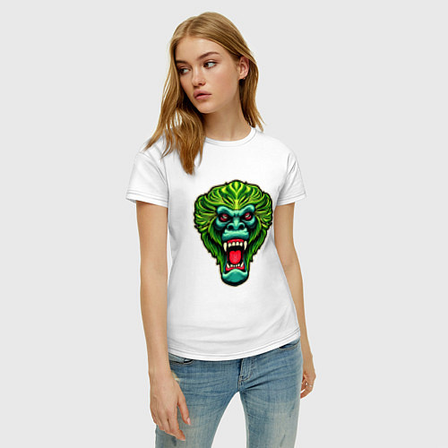Женская футболка Злая зеленая обезьяна / Белый – фото 3
