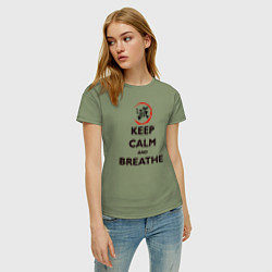 Футболка хлопковая женская KEEP CALM and BREATHE, цвет: авокадо — фото 2