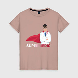 Футболка хлопковая женская Супер врач Super Doc Z, цвет: пыльно-розовый