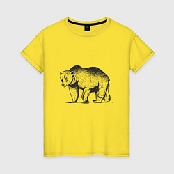 Футболка хлопковая женская Медведь Гризли Grizzly Bear, цвет: желтый