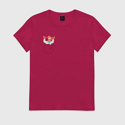 Футболка хлопковая женская Zoidberg карман, цвет: маджента