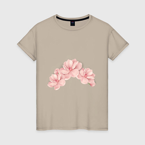 Женская футболка Розовые цветы вишни / Миндальный – фото 1