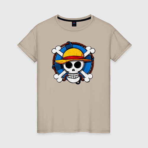 Женская футболка Пиратский знак из One Piece / Миндальный – фото 1