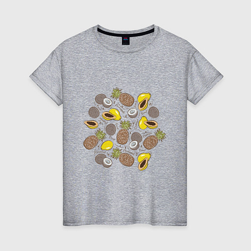 Женская футболка Ананас папайя кокос / Меланж – фото 1