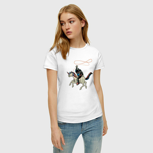 Женская футболка Космонавт на единороге / Белый – фото 3