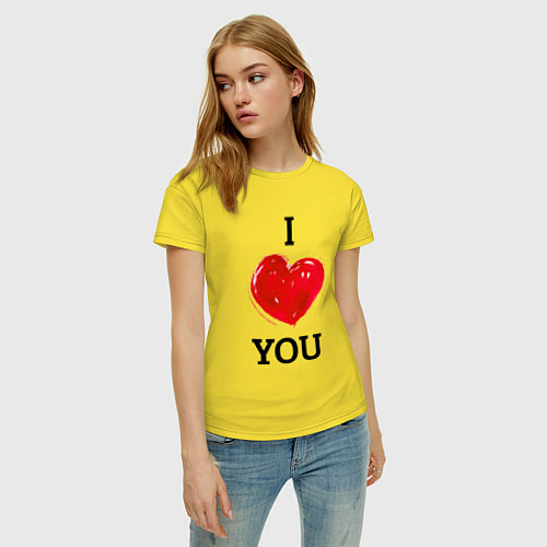 Женская футболка I LOVE YOU HEART Z / Желтый – фото 3