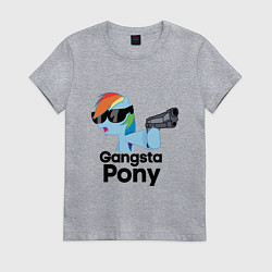 Футболка хлопковая женская Gangsta pony, цвет: меланж