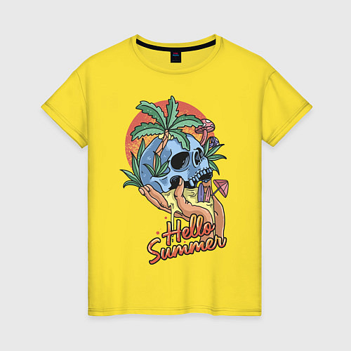 Женская футболка Summer skull / Желтый – фото 1