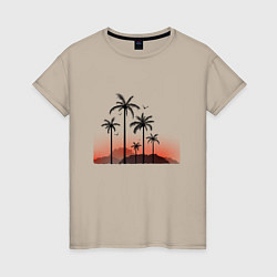 Футболка хлопковая женская Palm tree, цвет: миндальный