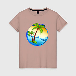 Футболка хлопковая женская Palm beach, цвет: пыльно-розовый