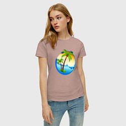 Футболка хлопковая женская Palm beach, цвет: пыльно-розовый — фото 2