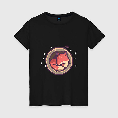 Женская футболка Маленький лисёнок / Черный – фото 1