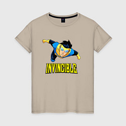 Футболка хлопковая женская Неуязвимый Invincible, цвет: миндальный