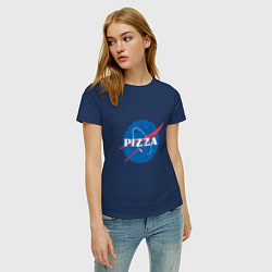 Футболка хлопковая женская NASA Pizza, цвет: тёмно-синий — фото 2