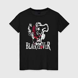Футболка хлопковая женская Черные быки белое лого, цвет: черный