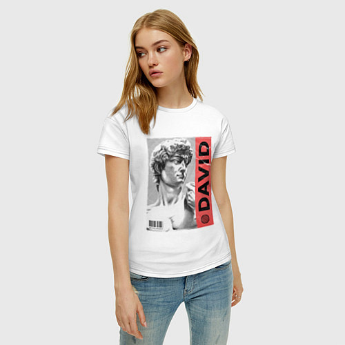 Женская футболка Обложка журнала Статуя Давида / Белый – фото 3