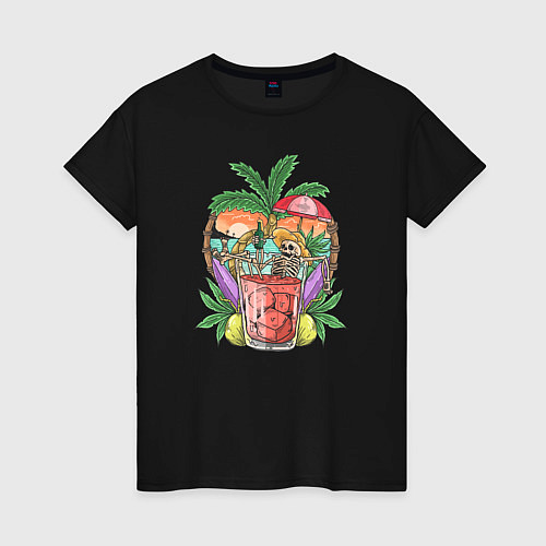 Женская футболка Летний коктейль / Черный – фото 1
