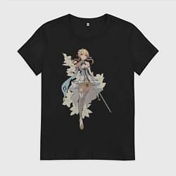 Футболка хлопковая женская Люмин с цветами, цвет: черный