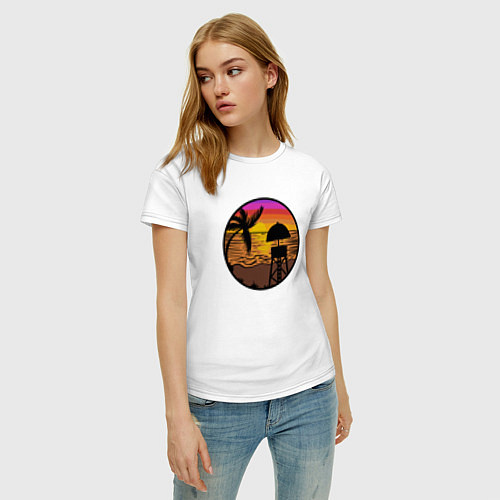 Женская футболка Пляж лето / Белый – фото 3