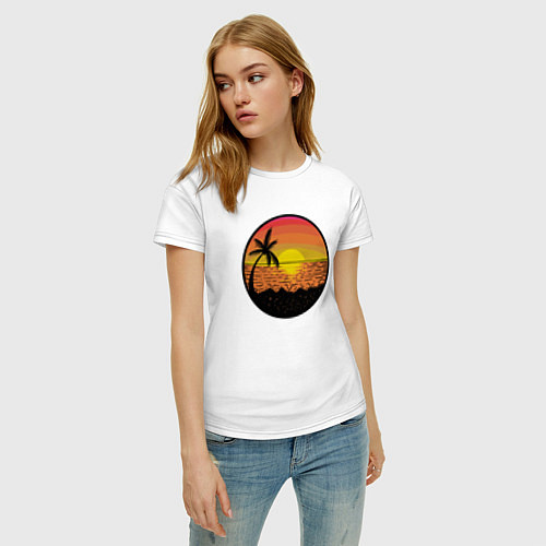 Женская футболка Закат солнце на пляже / Белый – фото 3