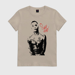 Футболка хлопковая женская KIZARU, цвет: миндальный