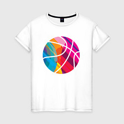 Футболка хлопковая женская Rainbow Ball, цвет: белый