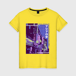Футболка хлопковая женская Neon Asian Street Vaporwave, цвет: желтый