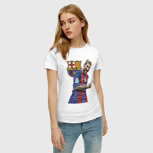 Женская футболка Лионель Месси Барселона Аргентинаа / Белый – фото 3