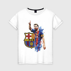Футболка хлопковая женская Lionel Messi Barcelona Argentina!, цвет: белый