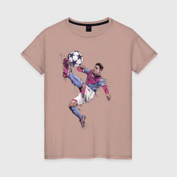 Футболка хлопковая женская Messi Barcelona Argentina, цвет: пыльно-розовый