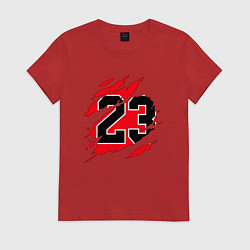 Футболка хлопковая женская Bulls 23, цвет: красный