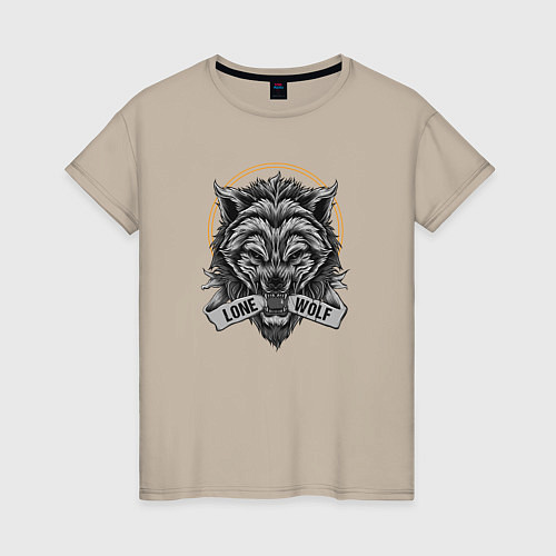 Женская футболка Одинокий волк / Миндальный – фото 1