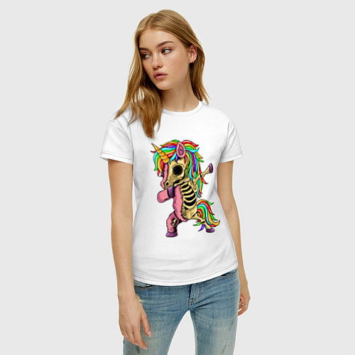 Женская футболка Единорог зомби dab / Белый – фото 3
