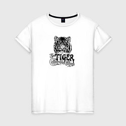 Футболка хлопковая женская Tiger Тигр, цвет: белый