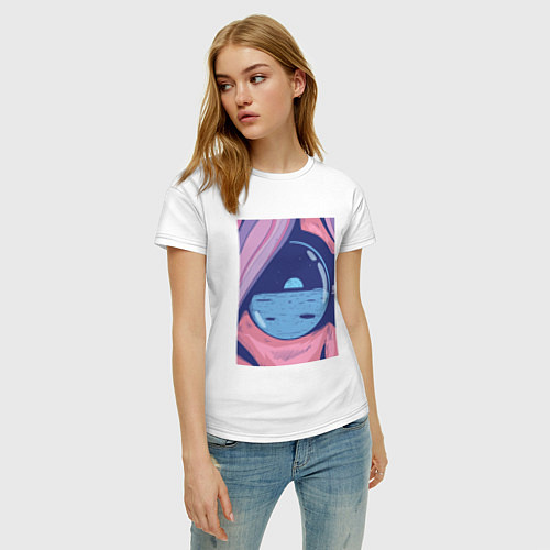 Женская футболка Пейзаж луны в отражении очков / Белый – фото 3