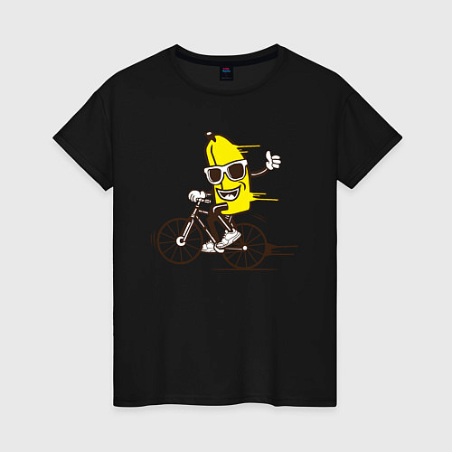 Женская футболка Банан на велосипеде / Черный – фото 1