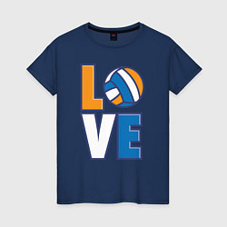 Футболка хлопковая женская Love Volleyball, цвет: тёмно-синий